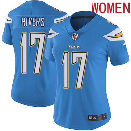 2019 Women Los Angeles Chargers 17 Rivers light blue Nike Vapor Untouchable Limited NFL Jersey